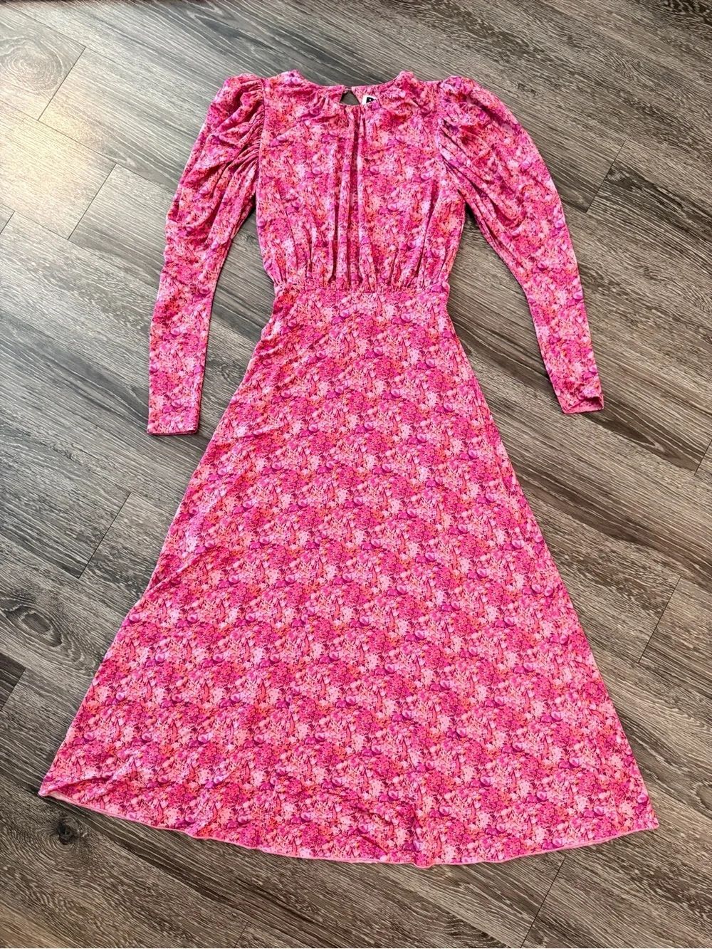 ROTATE Birger Christensen Number 57 pink floral midi dress